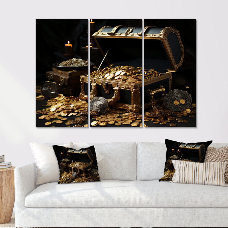 «Pirates Gold Treasure 2 - Pirate», art mural, H 40 po x l 61 po x P 1 po, Toile tendue