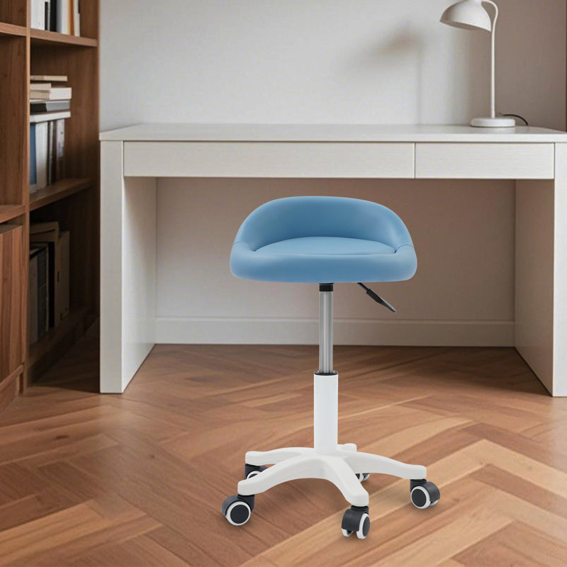Tabouret de bureau réglable à roulettes, Bleu