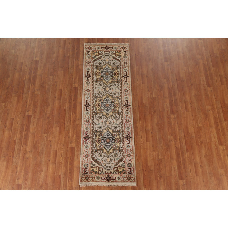 Tapis de couloir géométrique en laine 3x8