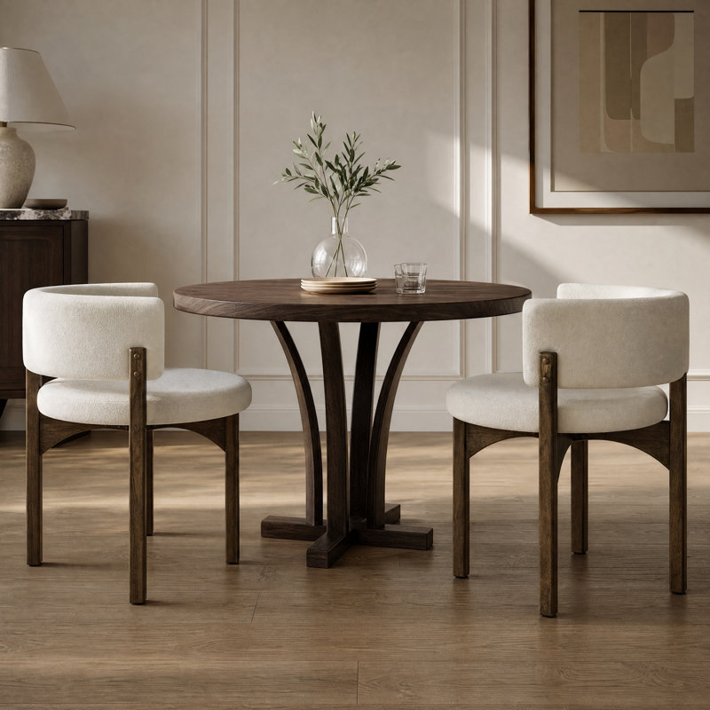 Chaise de salle à manger rembourrée Heston de style moderne du milieu du siècle, avec dossier ajouré incurvé et pieds en bois d'hévéa
