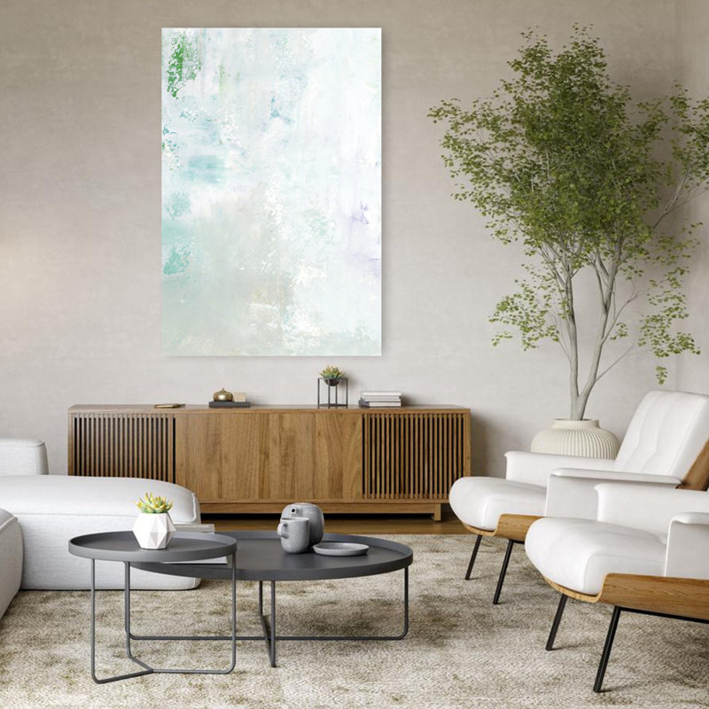 Art contemporain, paysage côtier abstrait et minimaliste moderne, H 48 po x l 32 po