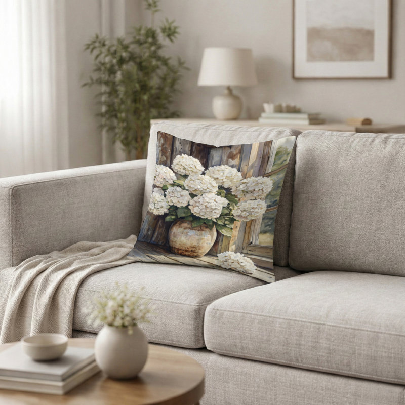 Coussin décoratif Hydrangea, H 16 po x l 16 po