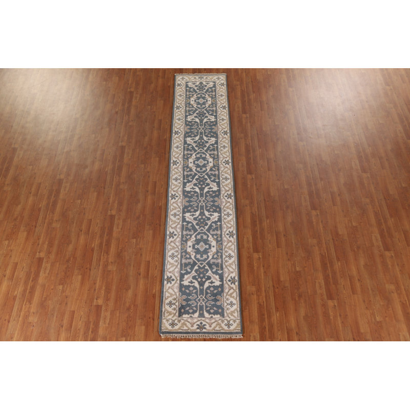 Tapis de couloir bleu Oushak 3x12