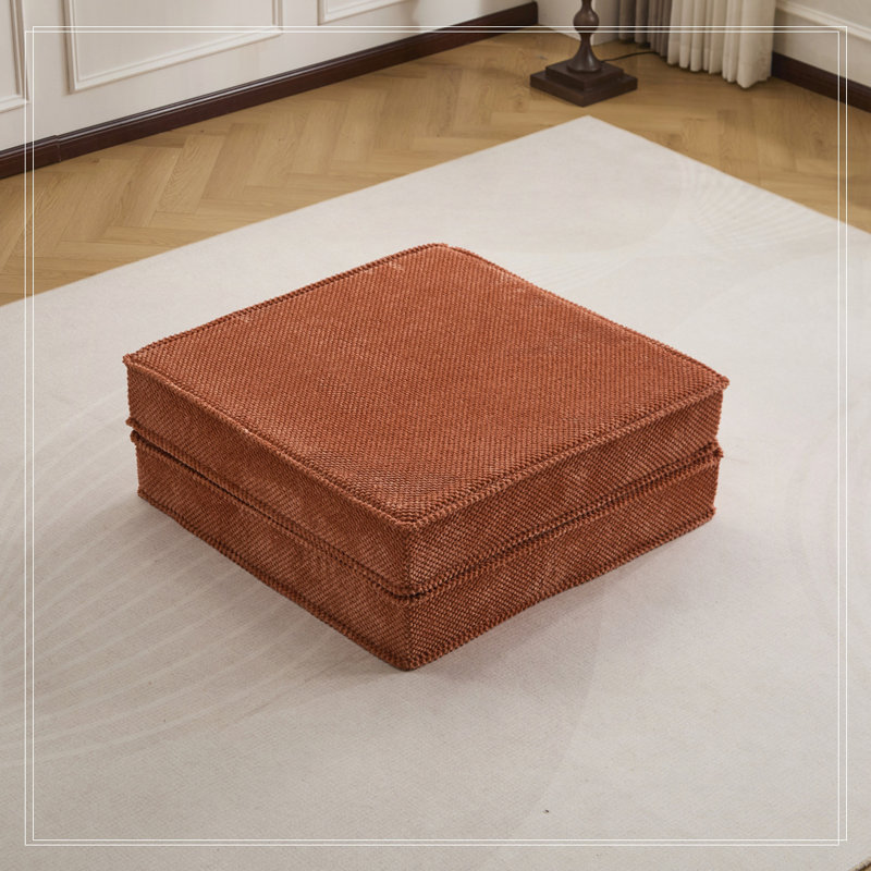 Circle Fleece Fabric,1 Ottoman, Orange