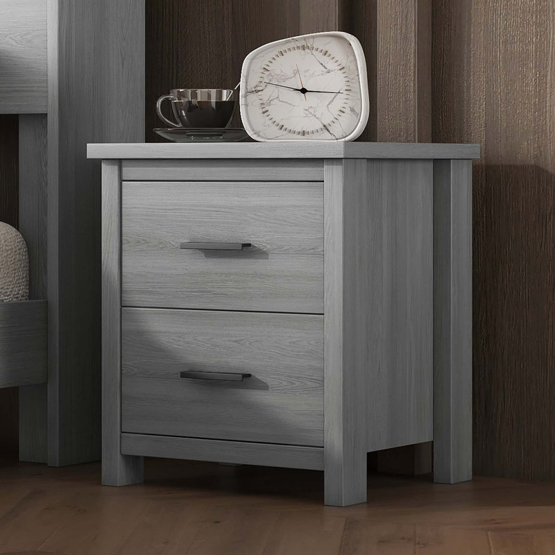 2 - Drawer Nightstand, Light Gray