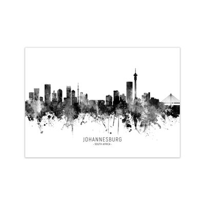 Johannesburg South Africa Skyline Black White City Name by Michael Tompsett - Print