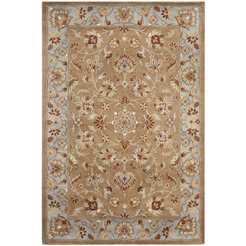 Tapis beige / bleu en laine touffeté à la main Cranmore, Rectangle 2 pi 3 po x 4 pi