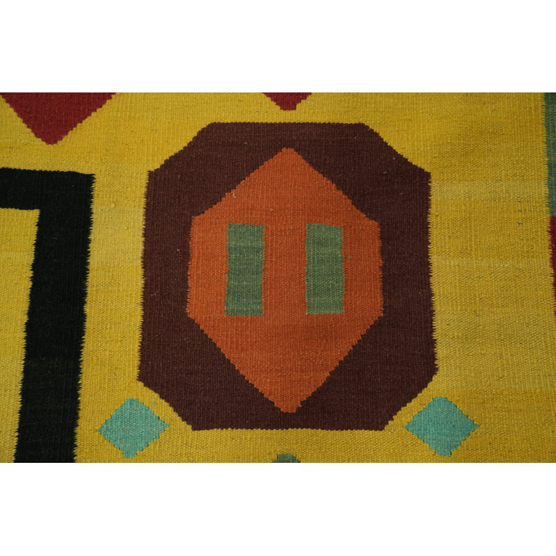 Tapis kilim en laine à motif géométrique 9 x 12