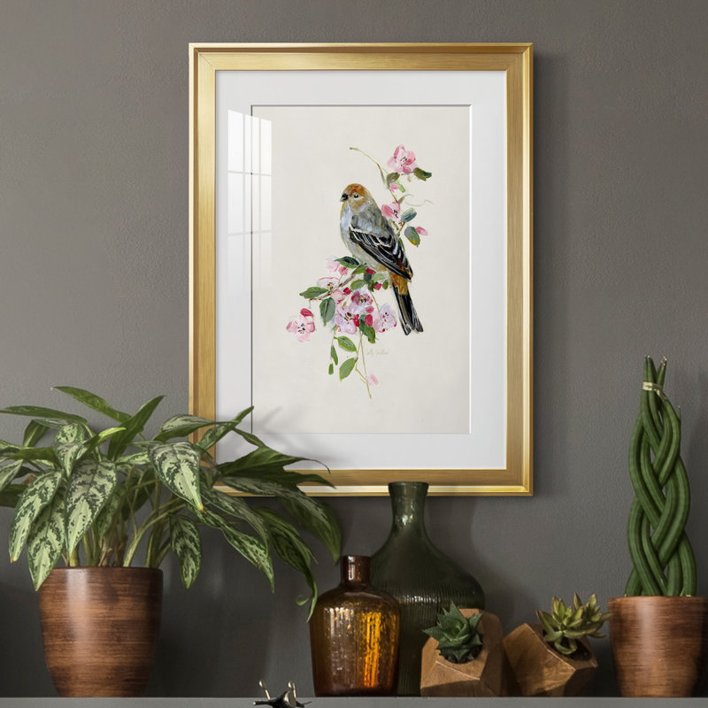 «Spring Song Goldfinch» - peinture encadrée, Or, H 18,5 po x l 24,5 po x P 1,5 po