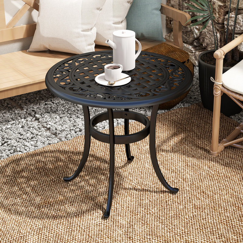 Table d'appoint d'extérieur avec fonte d'aluminium, bureau d'appoint, noir