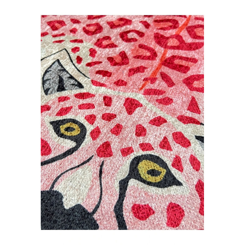 Tapis tissé rose tigré, Nouveauté 5 pi 2 po x 7 pi 7 po