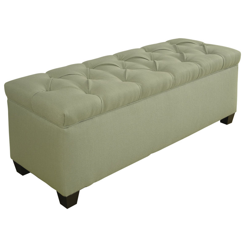 Erik Polyester Upholstered Storage Bench, Light Green