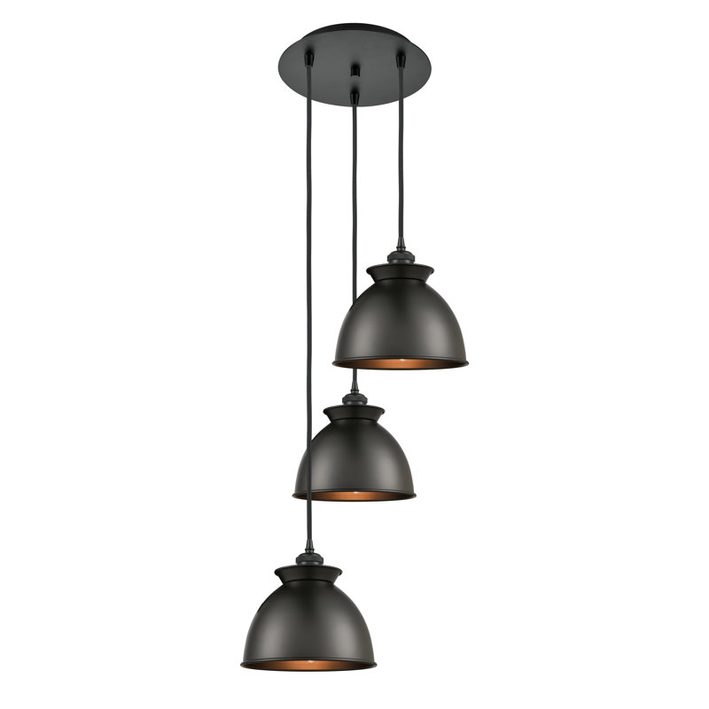Luminaire suspendu 3 lumières à 3 lumières, Noir mat, Noir mat