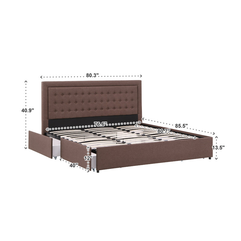 Cletus Upholstered Platform Storage Bed, King
