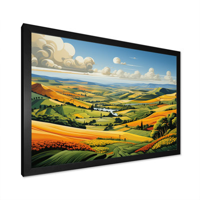 Fleurs jaunes, paysage de prairie IV - prairie, art mural