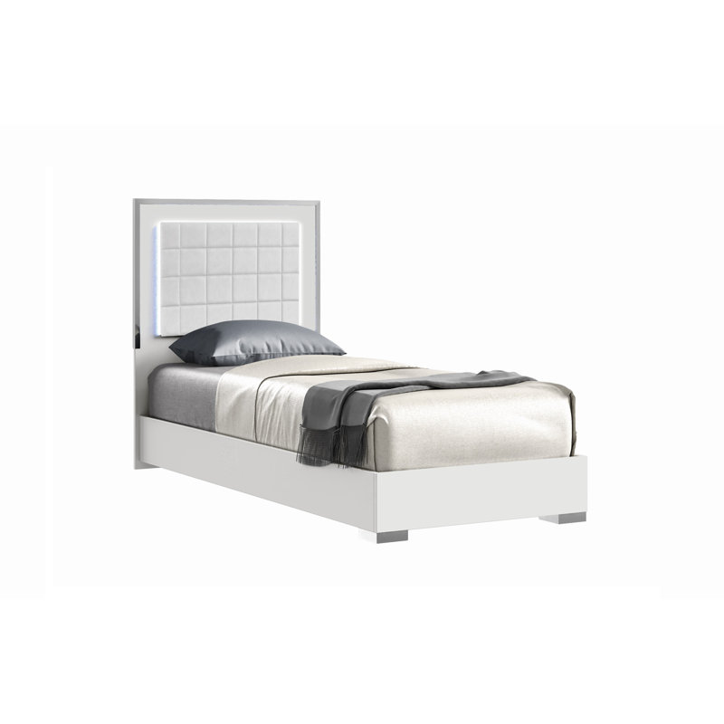 Upholstered Platform Storage Bed, White, Full
