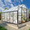 Serre de 8 pi x 12 pi pour l'extérieur, serre en polycarbonate avec évent de toit réglable et gouttière, grande serre en aluminium avec structure à installation rapide pour patio extérieur