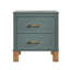 Table de chevet 2 tiroirs, rangement en bois de qualité supérieure avec design cannelé élégant, table de chevet à pieds en bois massif avec poignée en métal, grande table de chevet pour le salon de la chambre à coucher, bleu