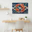 Tableau sur toile tendue représentant des carpes koï et des pivoines, de style oriental et sur fond ondulé, idéal pour décorer un salon, une chambre ou un bureau.-198319982