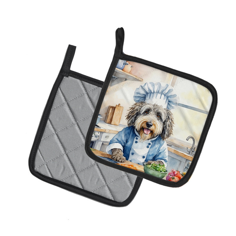 Caroline's Treasures The Dog Chef Polyester Potholder Set
