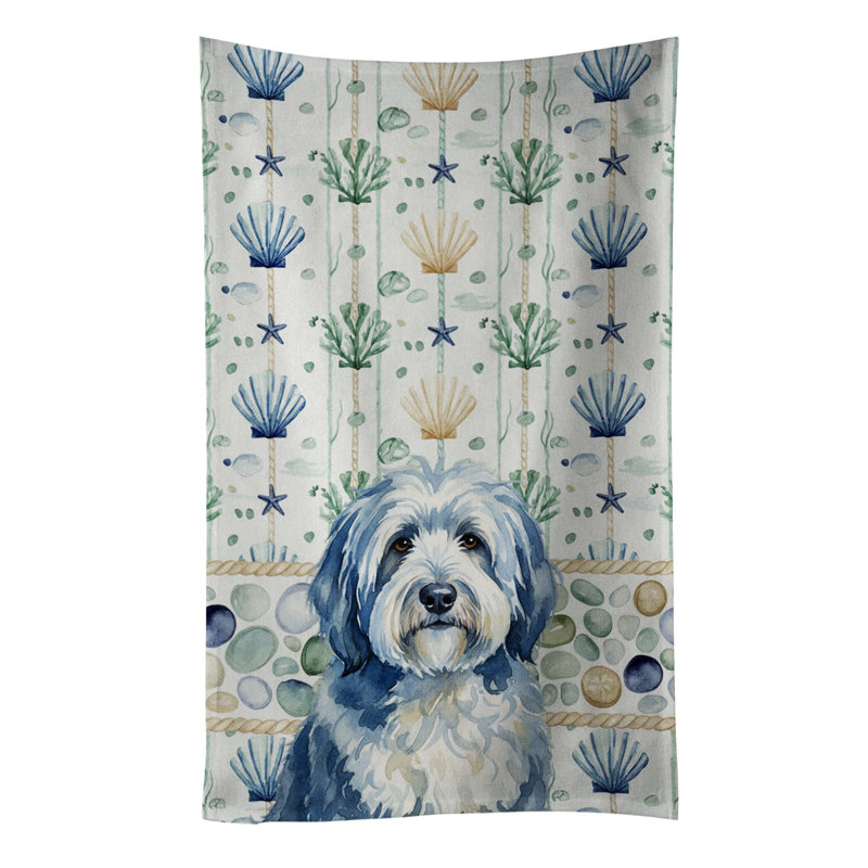 Essuie-tout bleu et blanc Old English Sheepdog, Blue and White Old English Sheepdog