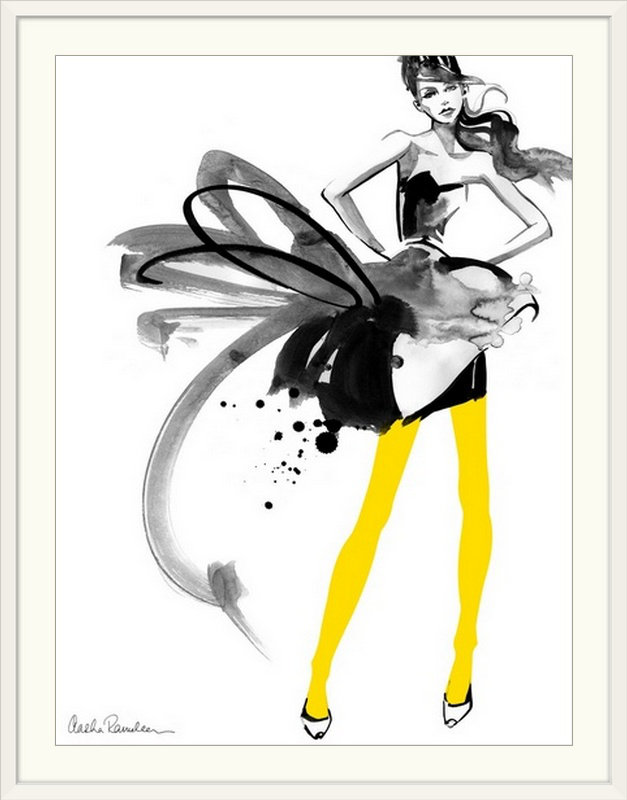 « yellow etanches », impression Aasha Ramdeen, H 24 po x l 18 po x P 1,5 po, Toile