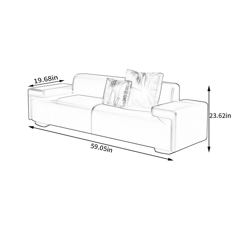 Banc rembourré en cuir, Beige, H 23,62 po x l 59,05 po x P 19,68 po