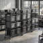 Étagère de rangement en acier au carbone noir profond à 4 niveaux pour le garage, le garde-manger et le sous-sol, silhouette standard