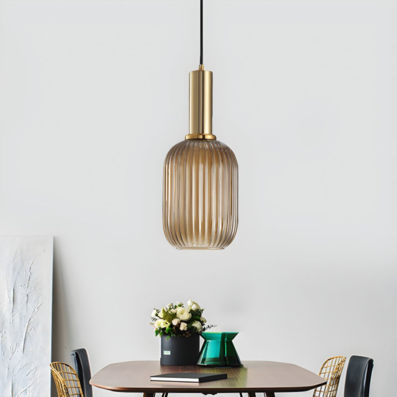 Luminaire suspendu en verre Ribber, Tanné