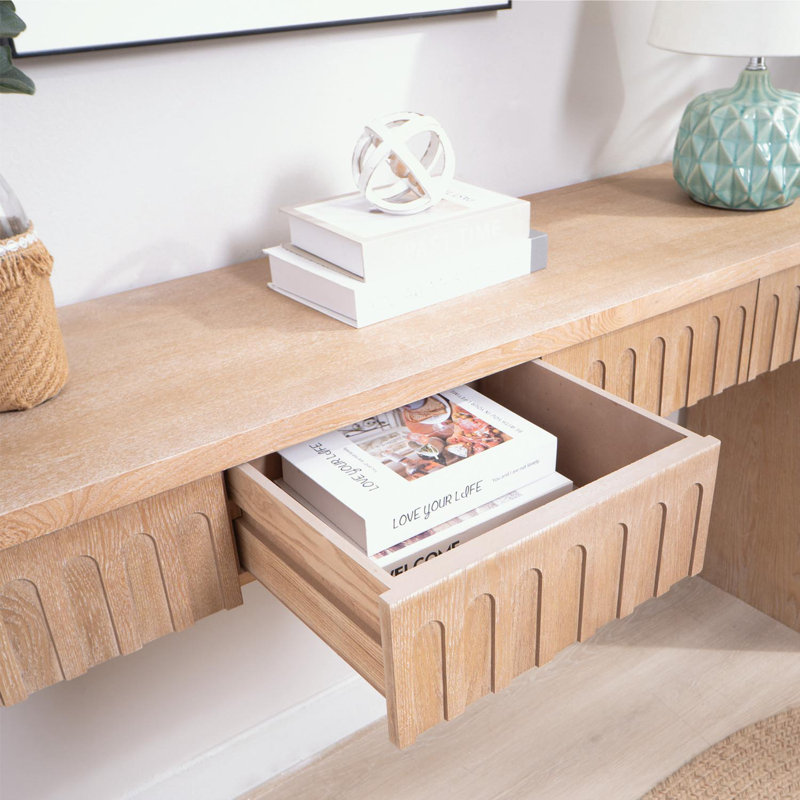 Console Table with 4 Drawers, Natural