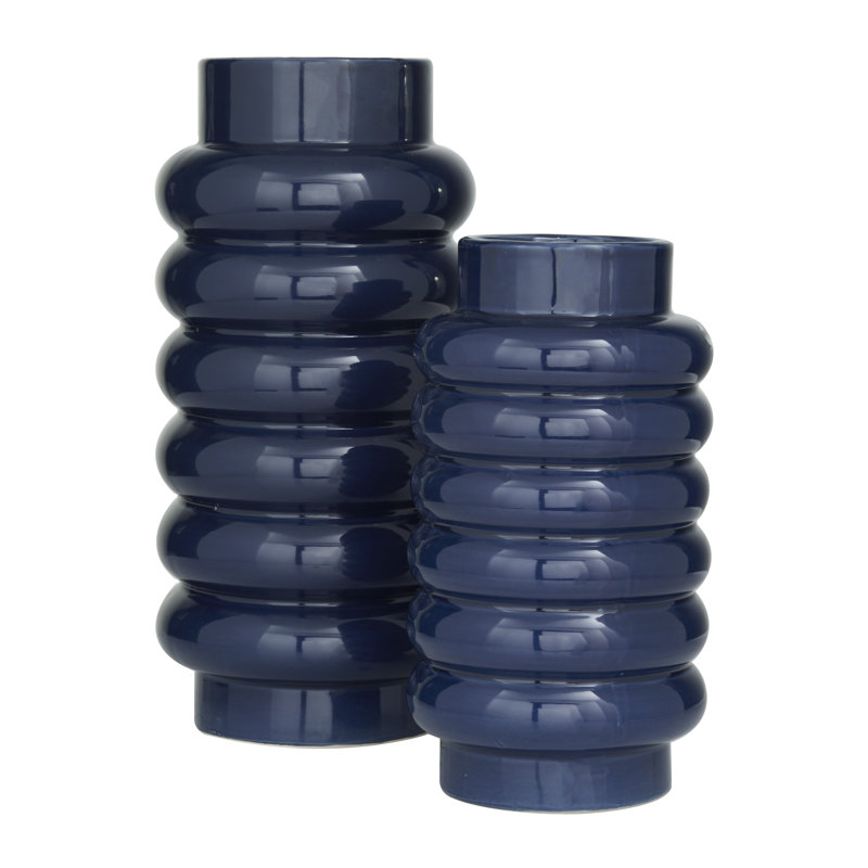 Ensemble de 2 vases de table en grès Alix, Bleu foncé