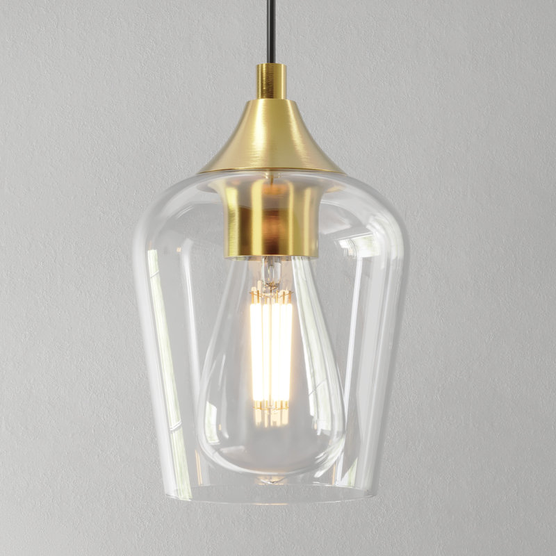 Pendant Light Fixture with Adjustable Height, Brushed Gold, 1