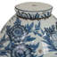 Pot décoratif gingembre avec couvercle, céramique bleue et blanche, motif floral