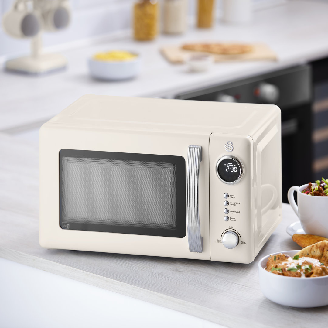 Swan Retro 20L Digital Microwave, 5 Power Levels, 12 Auto Cook Pre-sets, Defrost by Weight or Time, LED Display, 800W, Cream, SM4425CRM - Image 5