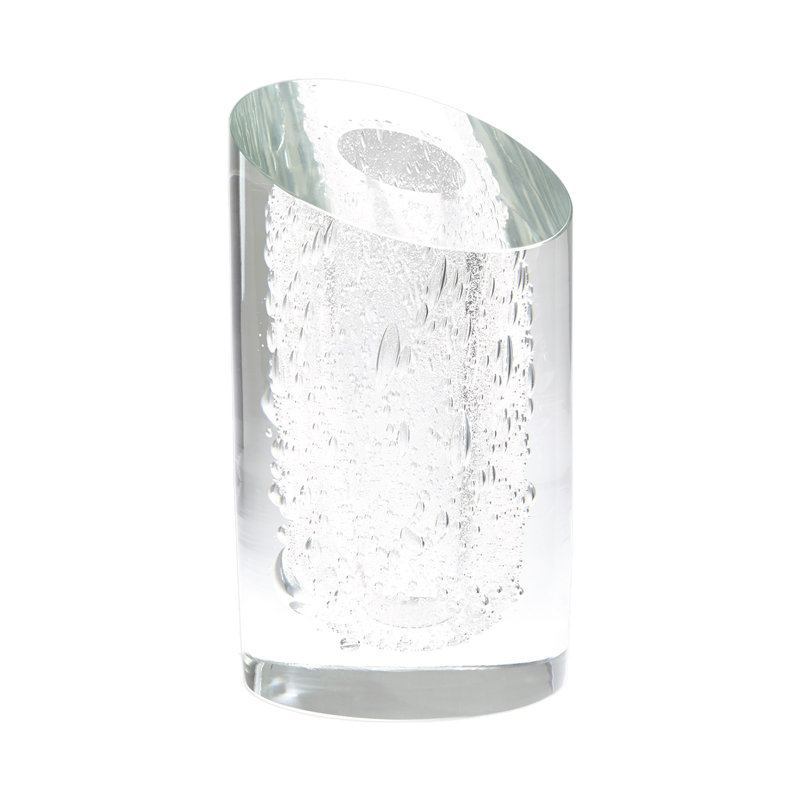 Vase incliné transparent avec bulles