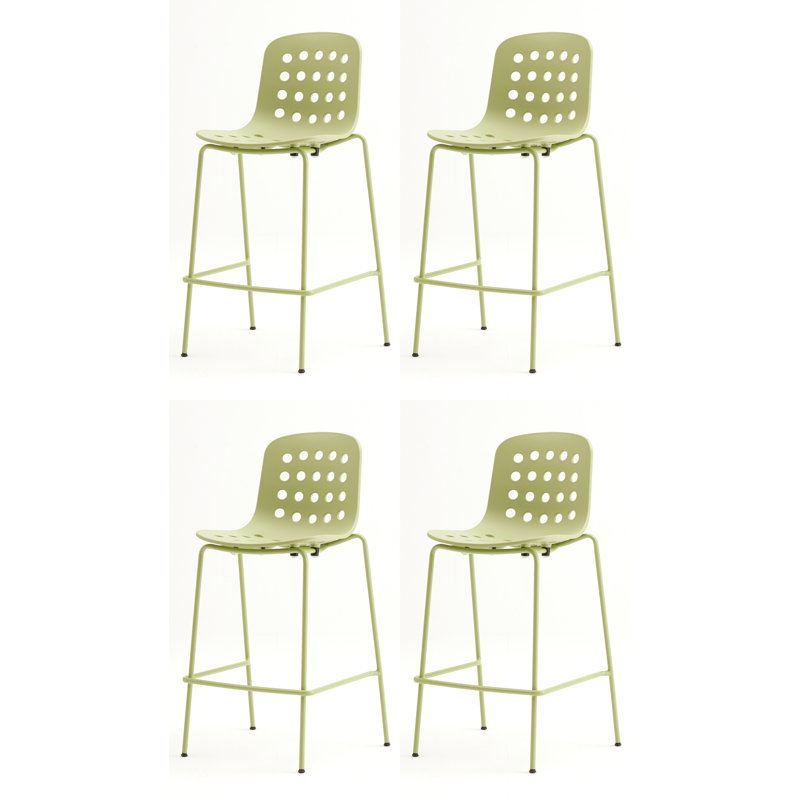 Holi Perforated Counter Stool (Set of 4), Olive Green