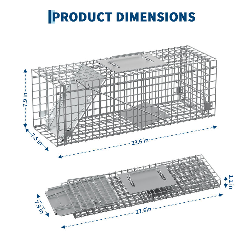 Cage à piège à animaux 24 po 24 po, H 7,9 po x l 23,6 po x P 7,5 po