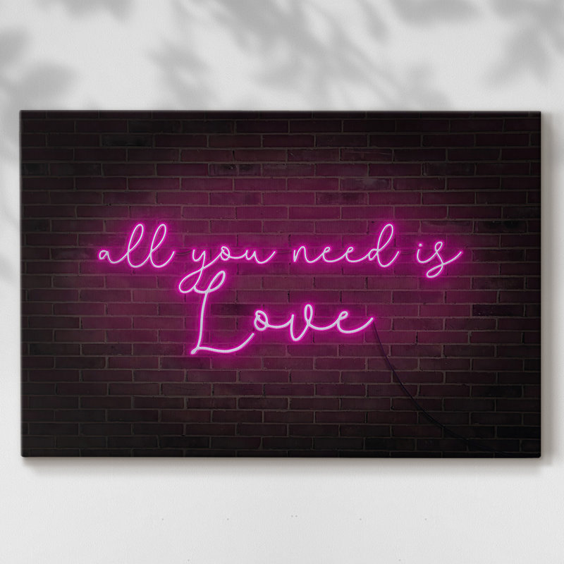 Neon Love I-Gallery Wrapped Canvas, H 24 po x l 36 po