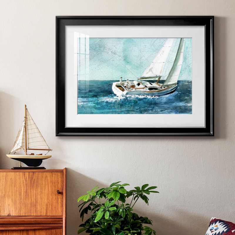 Voile côtière - peinture encadrée, H 30,5 po x l 42,5 po x P 1,5 po, Noir