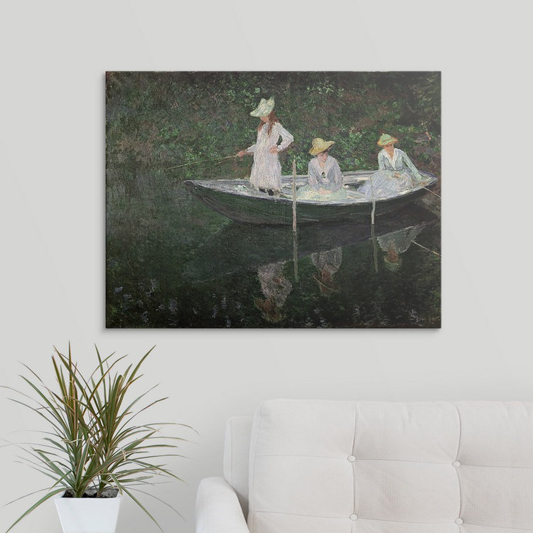 Le bateau à Giverny, vers 1887 par Claude Monet - reproduction imprimée, H 18 po x l 24 po x P 1,5 po, Toile
