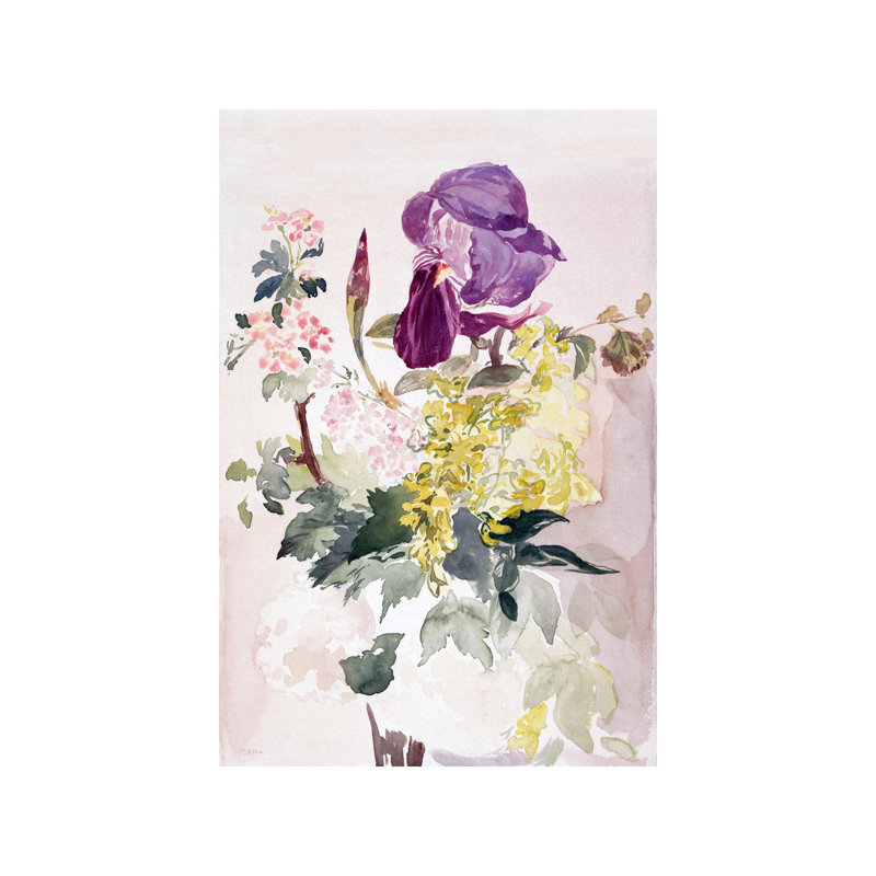 Flower Piece With Iris, Laburnum And Geranium by Edouard Manet - Wrapped Canvas Painting, 20.32 cm H x 30.48 cm W