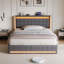 Upholstered Storage Bed with LED Headboard and Drawers-611722736-611722738