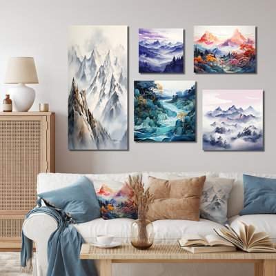 Ensemble de 5 décorations murales Morning Fog Mountain Wonder III