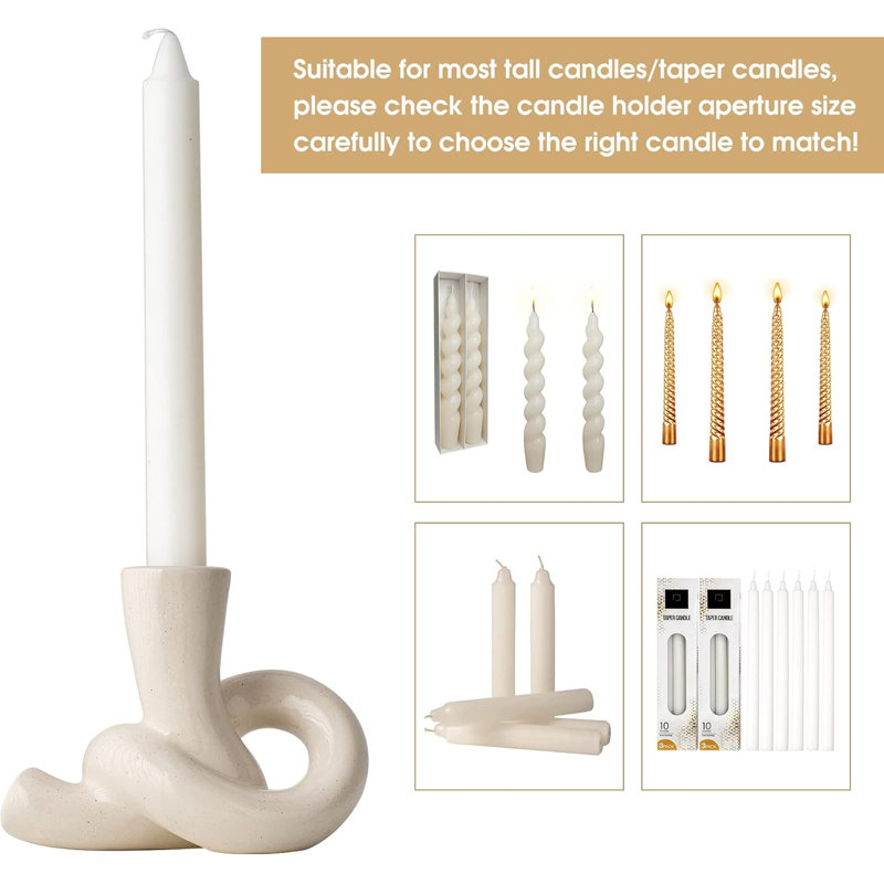 2-piece Ceramic Candle Holder Set White