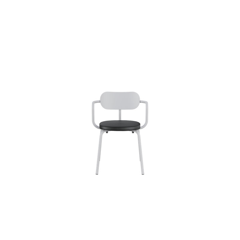 Chaise avec accoudoirs en métal Khylia, Noir, Aluminium blanc
