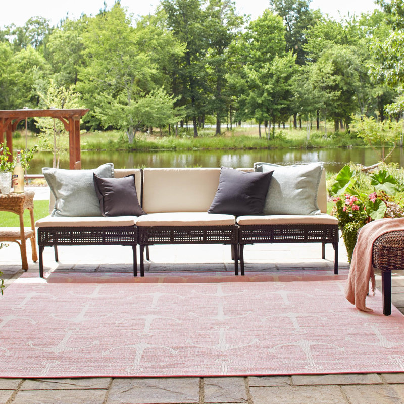 Outdoor Ayton Area Rug Sea Foam Color, Square 10'