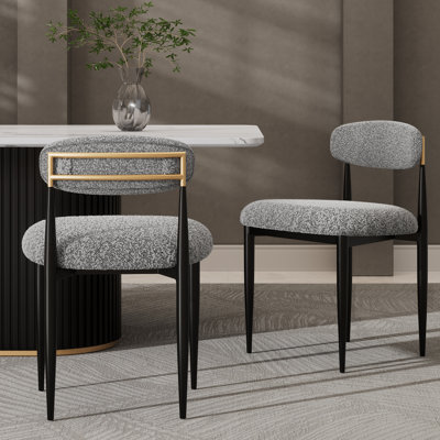 Boucle Upholstered Dining Chairs (Set of 2)