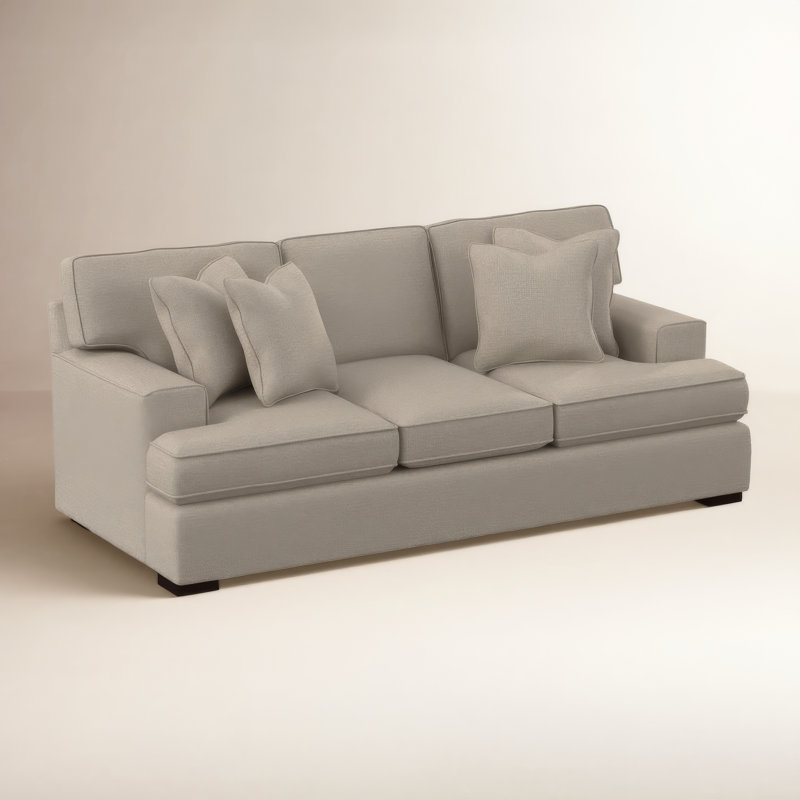Sadie 97'' Recessed Arm Sofa with Reversible Cushions, Mineral, Beige/Gray Plaid; 0107-84