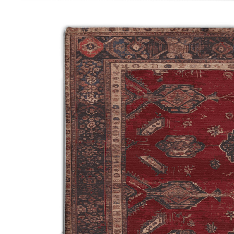 Persian Black Indoor and Outdoor Area Rug, Rectangle 2' x 3'