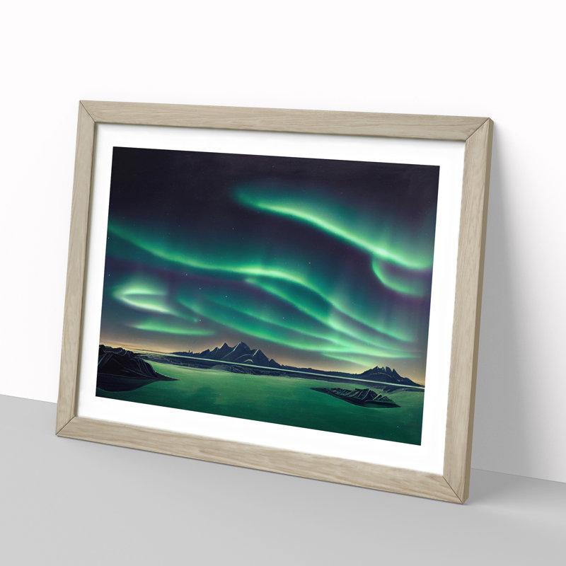 Traditional Northern Lights - Single Picture Frame Print, 46cm H x 64cm W x 2cm D, Oak Framed